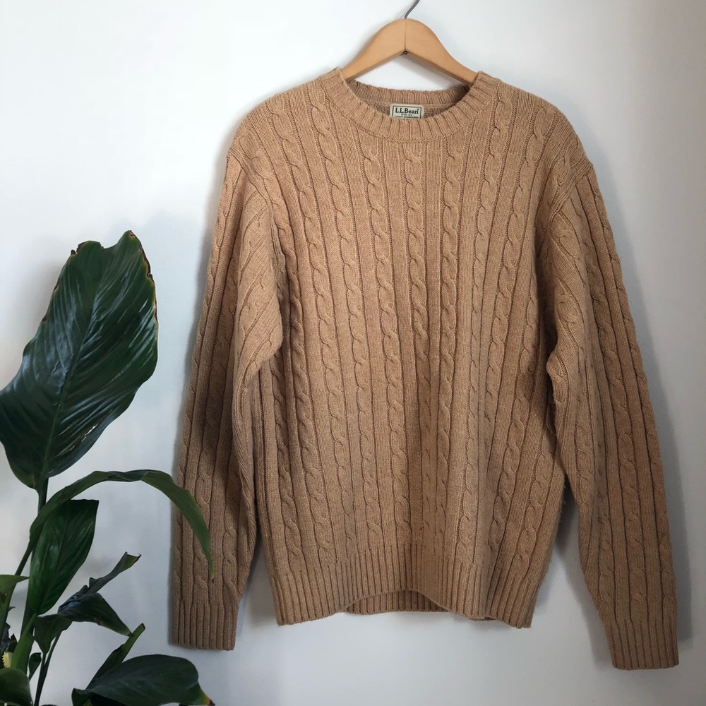 L.L.Bean Cable Knit Lambs Wool Sweater